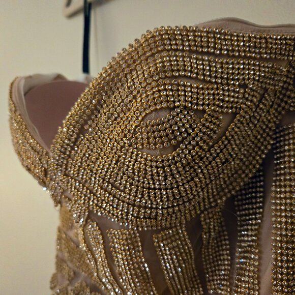 Elegant Strapless Cream Evening Gown - Picture 4 of 13